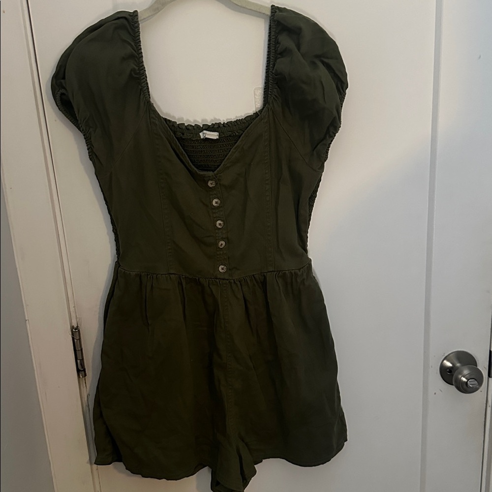 American Eagle Outfitters Dark Green Smocked Romper